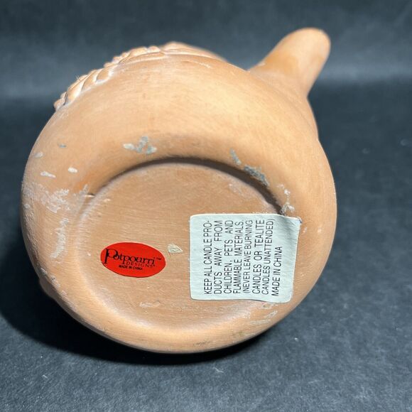 Vintage Potpourri Designs Pottery Floral Tea Pot Candle Holder W/Candle 85% Full - Picture 7 of 10